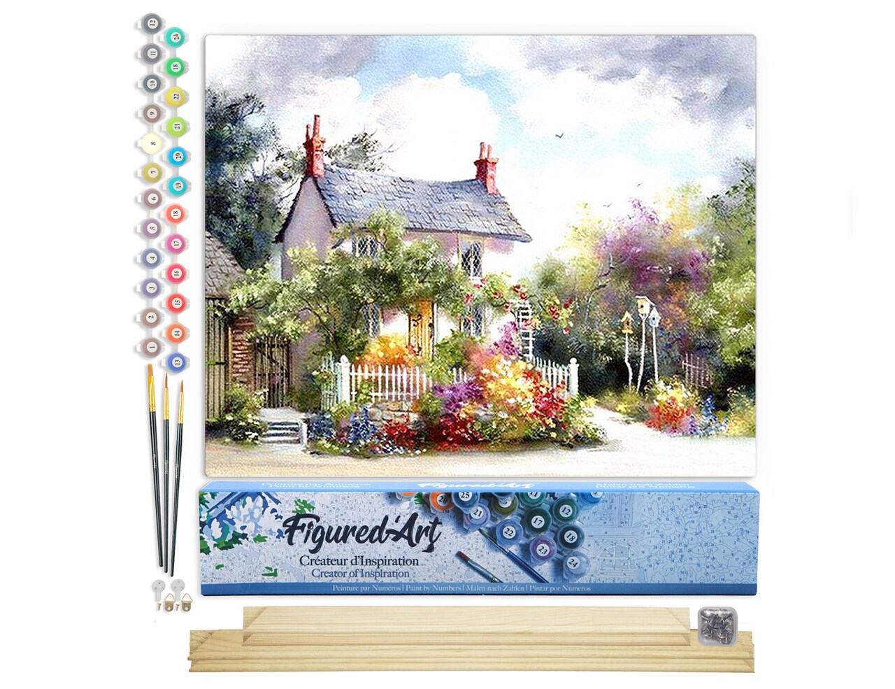 Figured'Art Paint by Numbers Kit for Adults Quiet neighbourhood 16"x20" - Craft Art Painting Rolled Canvas with DIY wooden frame